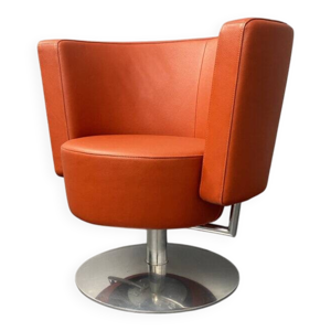 Fauteuil pivotant Circo - cuir rouge