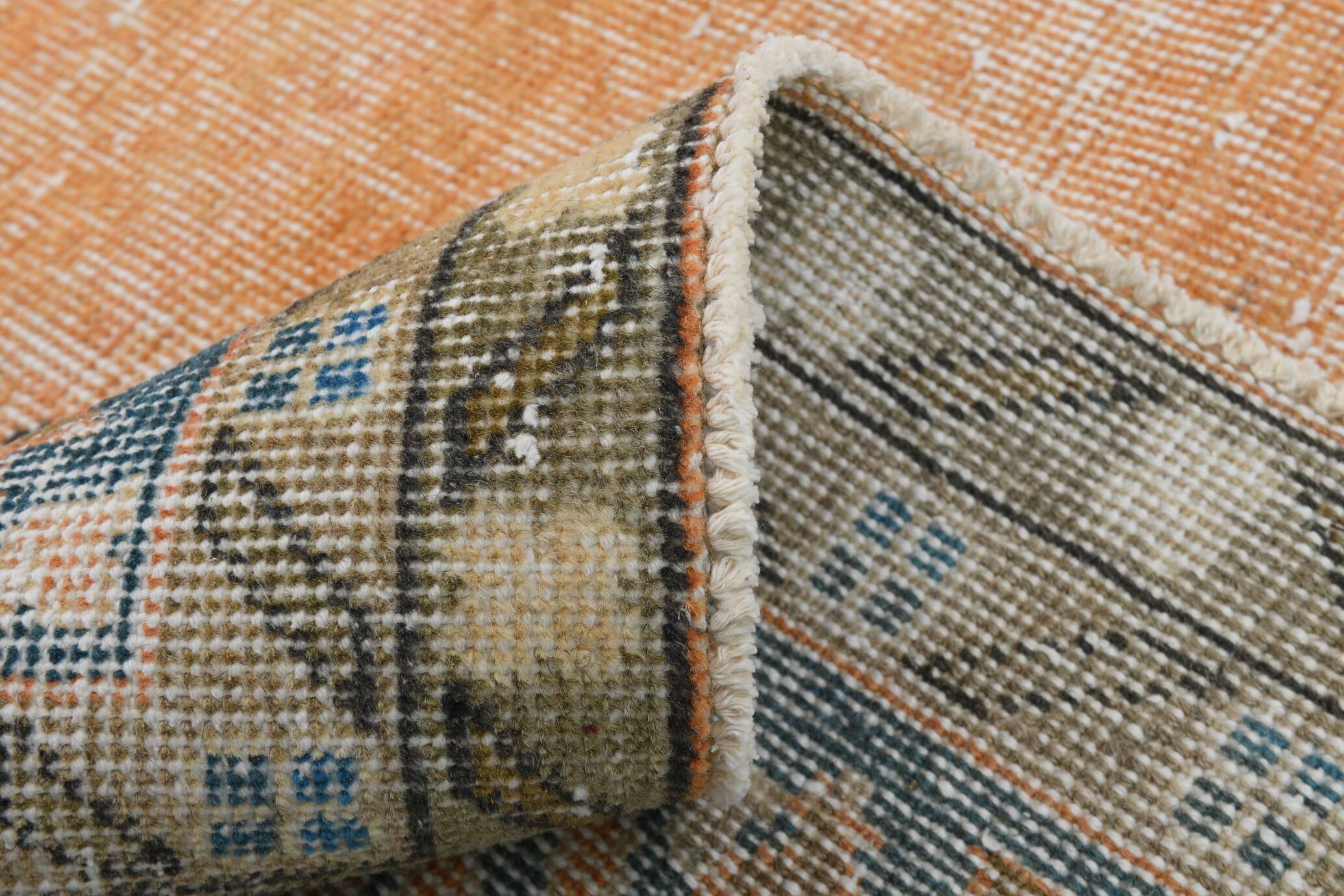 7x12 Peach & Blue Vintage Classic Antique Area Rug, 219x354Cm