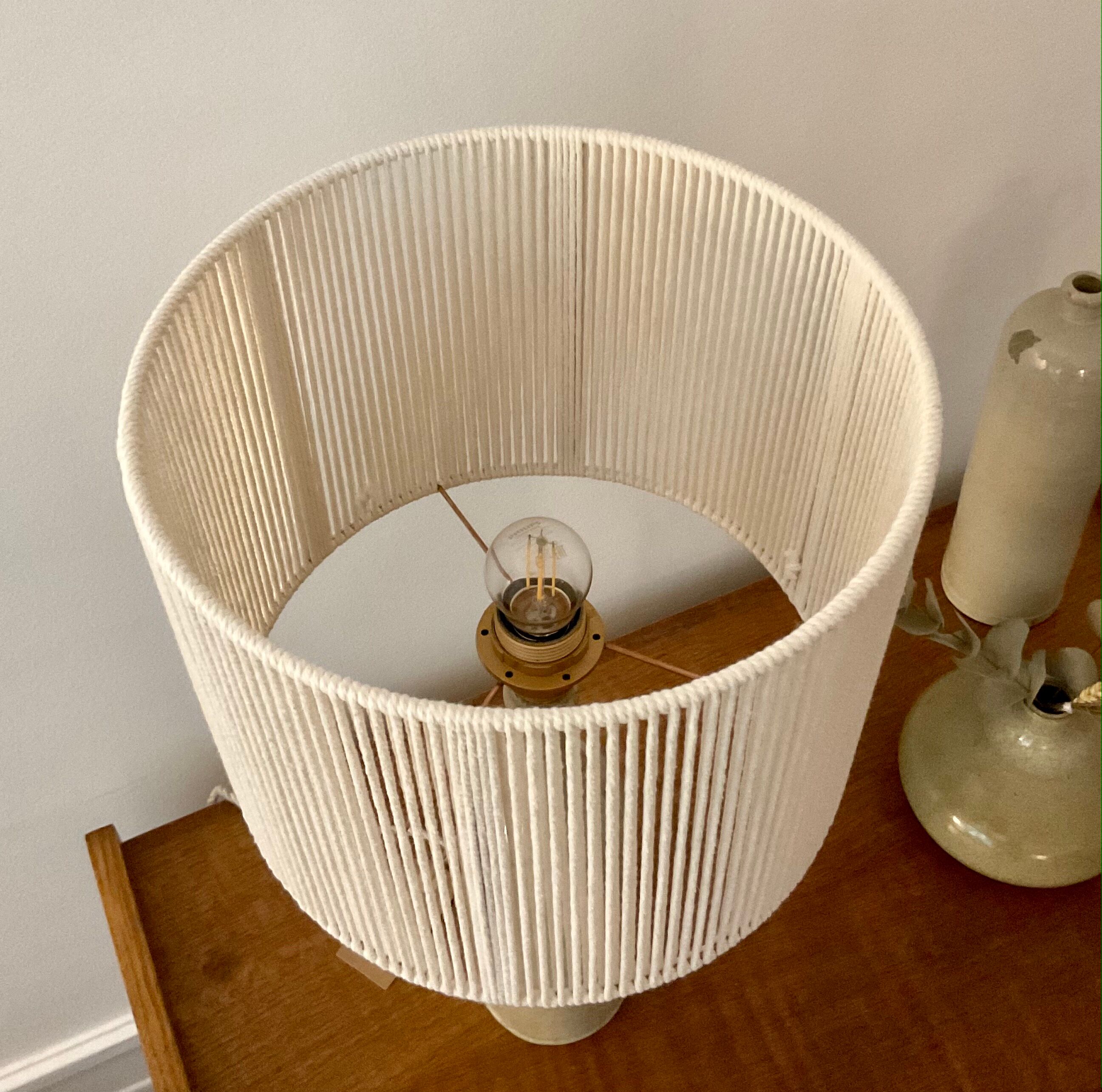 Stoneware and rope lamp