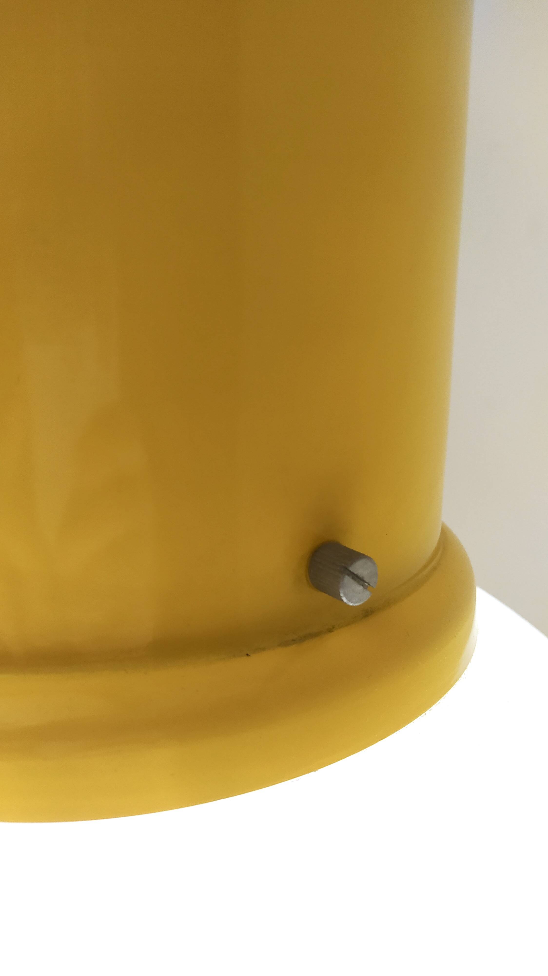 Industrial White Plexiglass and Yellow Varnished Aluminum Pendant, Italy