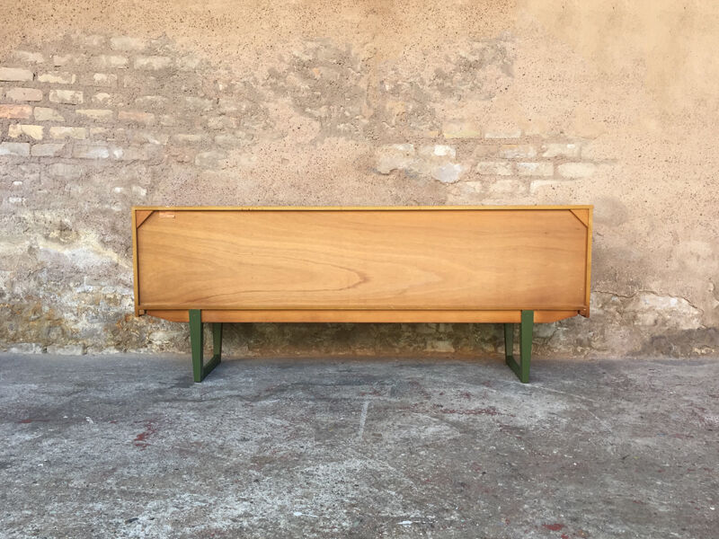 Scandinavian teak sideboard 3 drawers, 3 swing doors