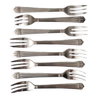 8 Christofle cake forks in silver metal model "Aria"