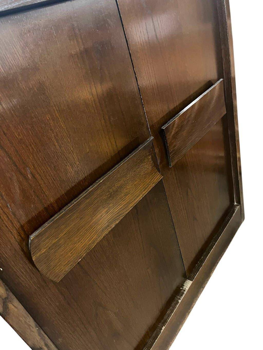Vintage brutalist buffet/bar/dark wood sideboard
