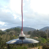 Black hanging lamp in enamelled sheet metal