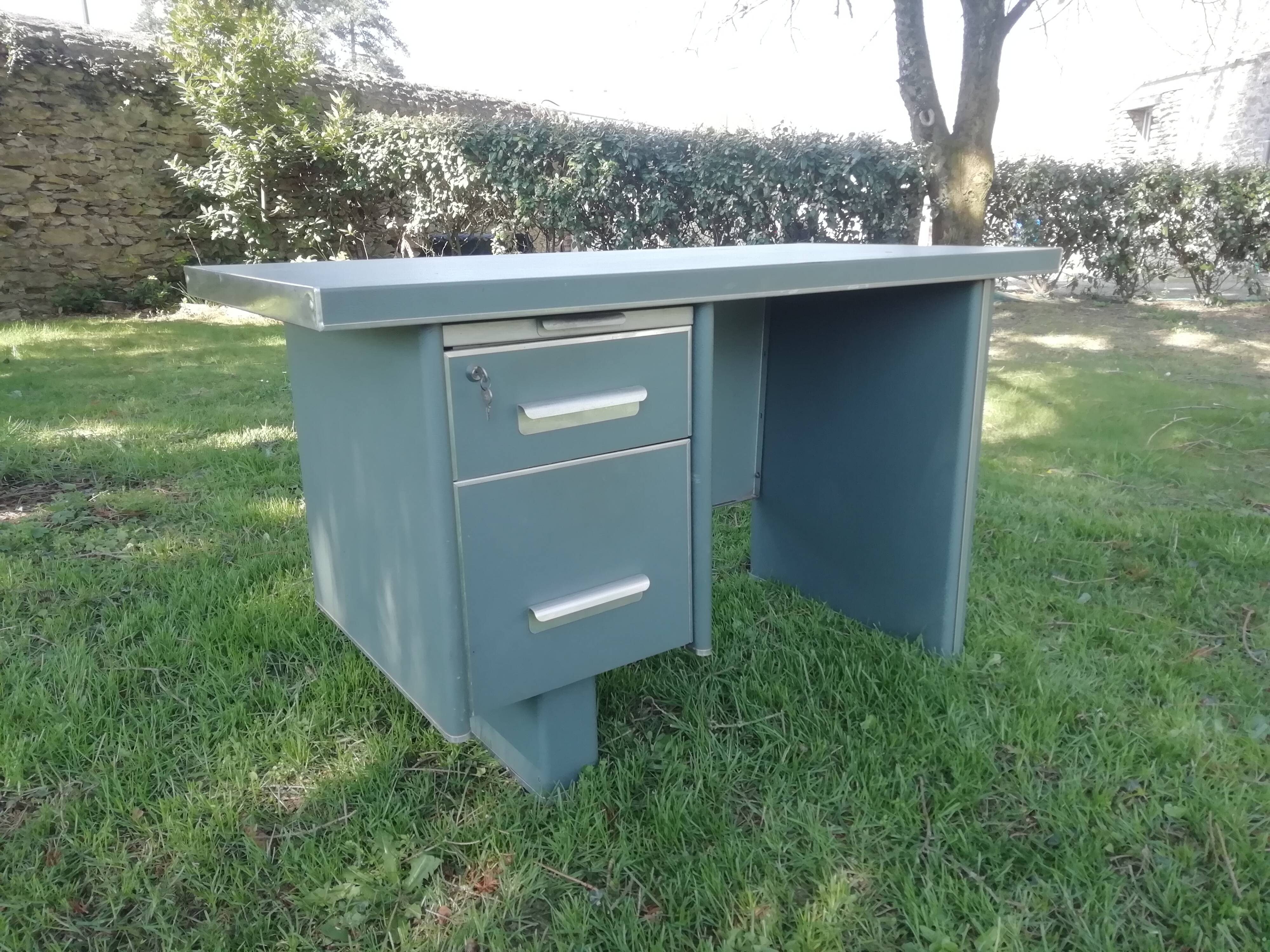 50s green metal desk