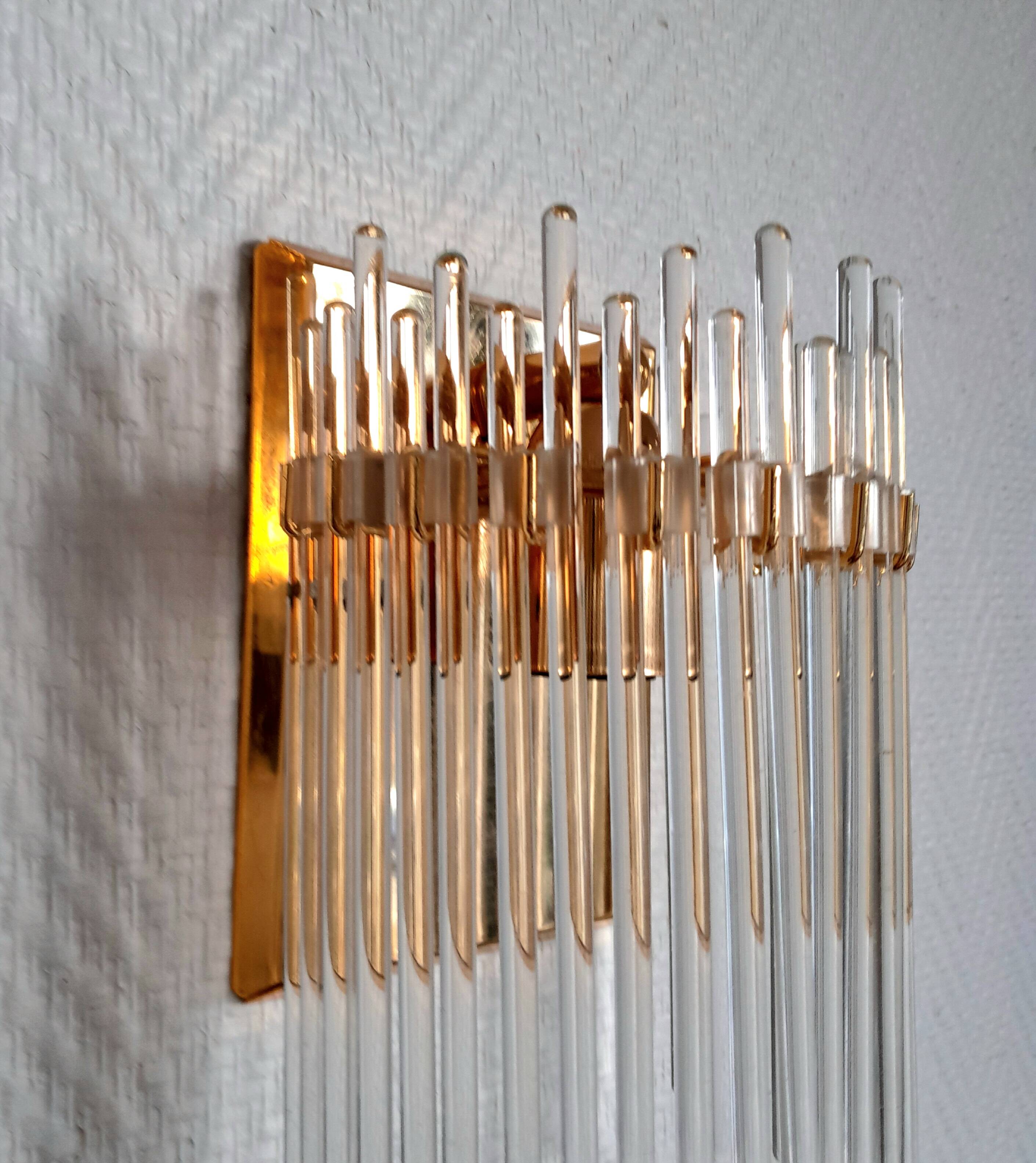 Pair of brass wall lights with waterfall tassels, Italy 1970