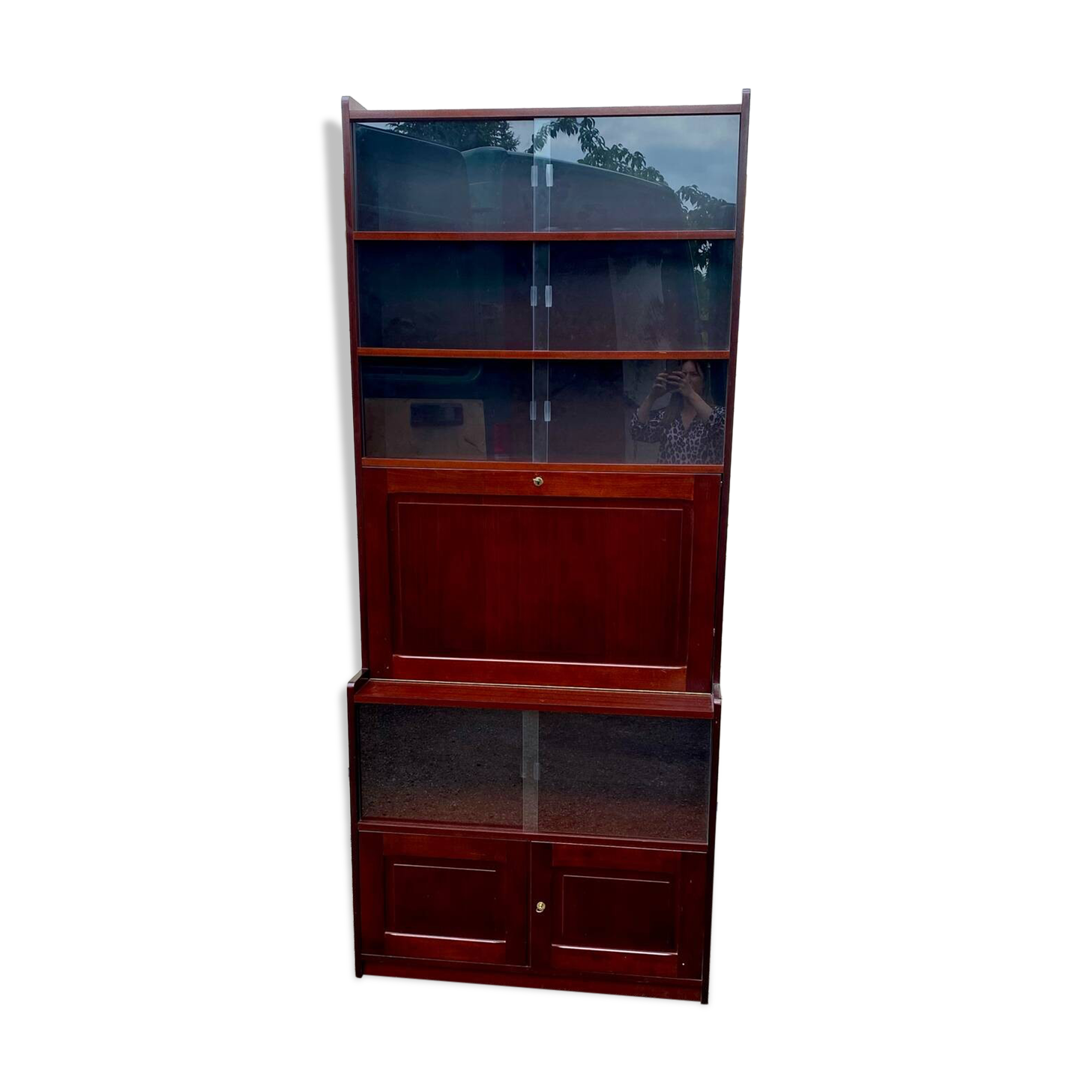 Vintage bar desk library display cabinet secretary with floors