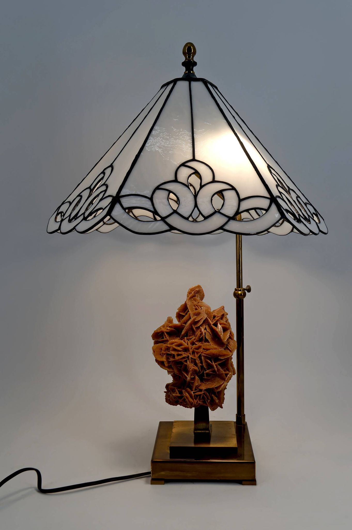 "Rose des Sables" Lamp, Bronze and Stained Glass Shade – circa 1970