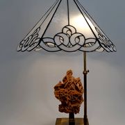 "Rose des Sables" Lamp, Bronze and Stained Glass Shade – circa 1970