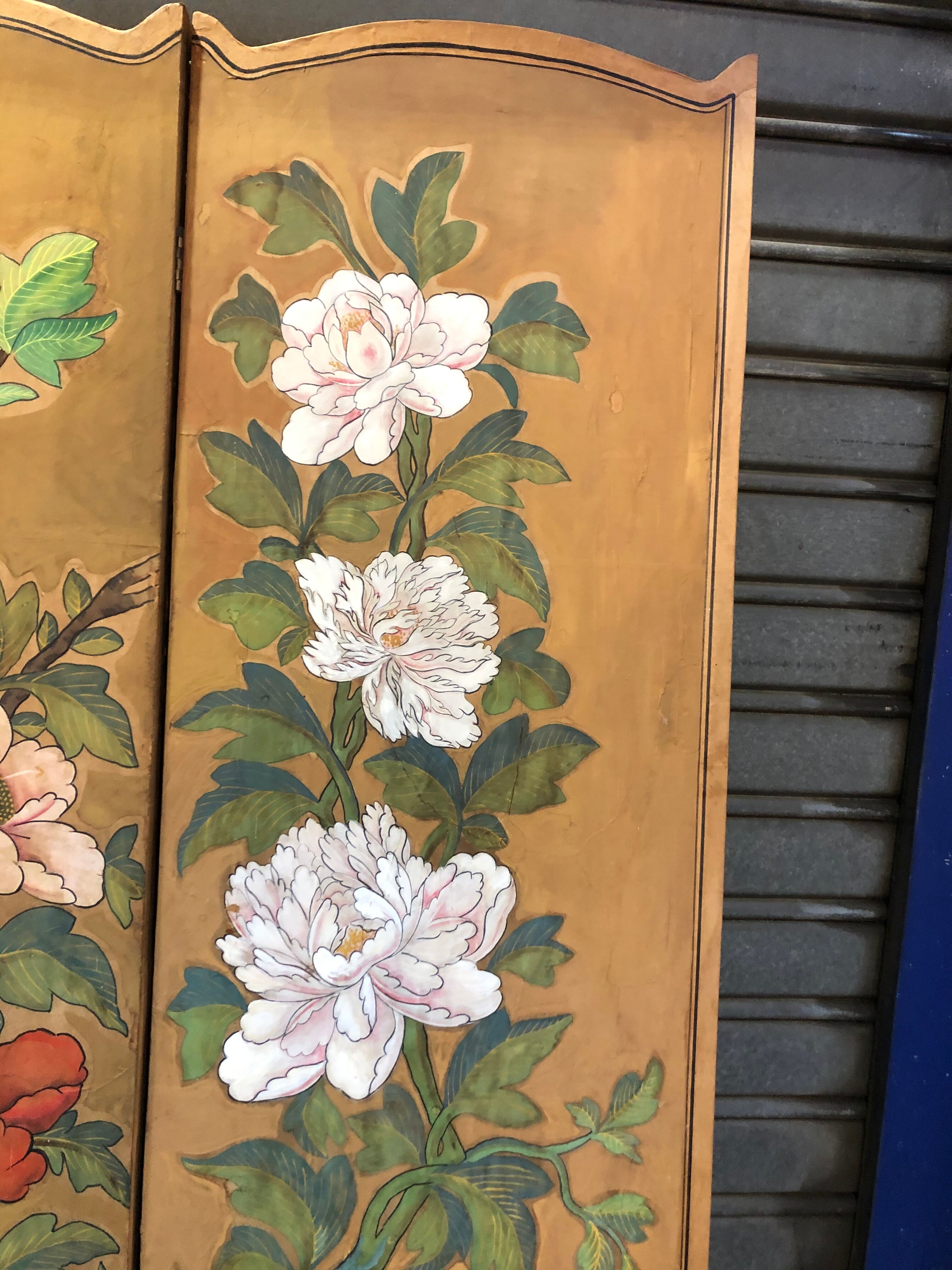 Screen 4 works in bois with peinture on papier style art de co