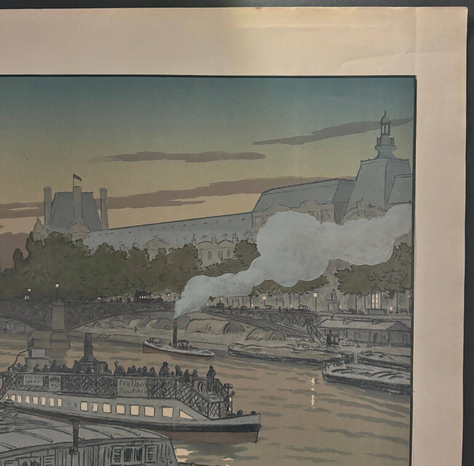 Lithograph by Henri Rivière The Pont des Saints-Pères and the Louvre