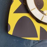 Vintage silent wall clock pendulum 60s "Anthracite yellow"
