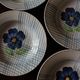 Lot 4 soup plates Blue Flower Hand Painted Collection Valentin Digoin Sarreguemines Coat of Arms