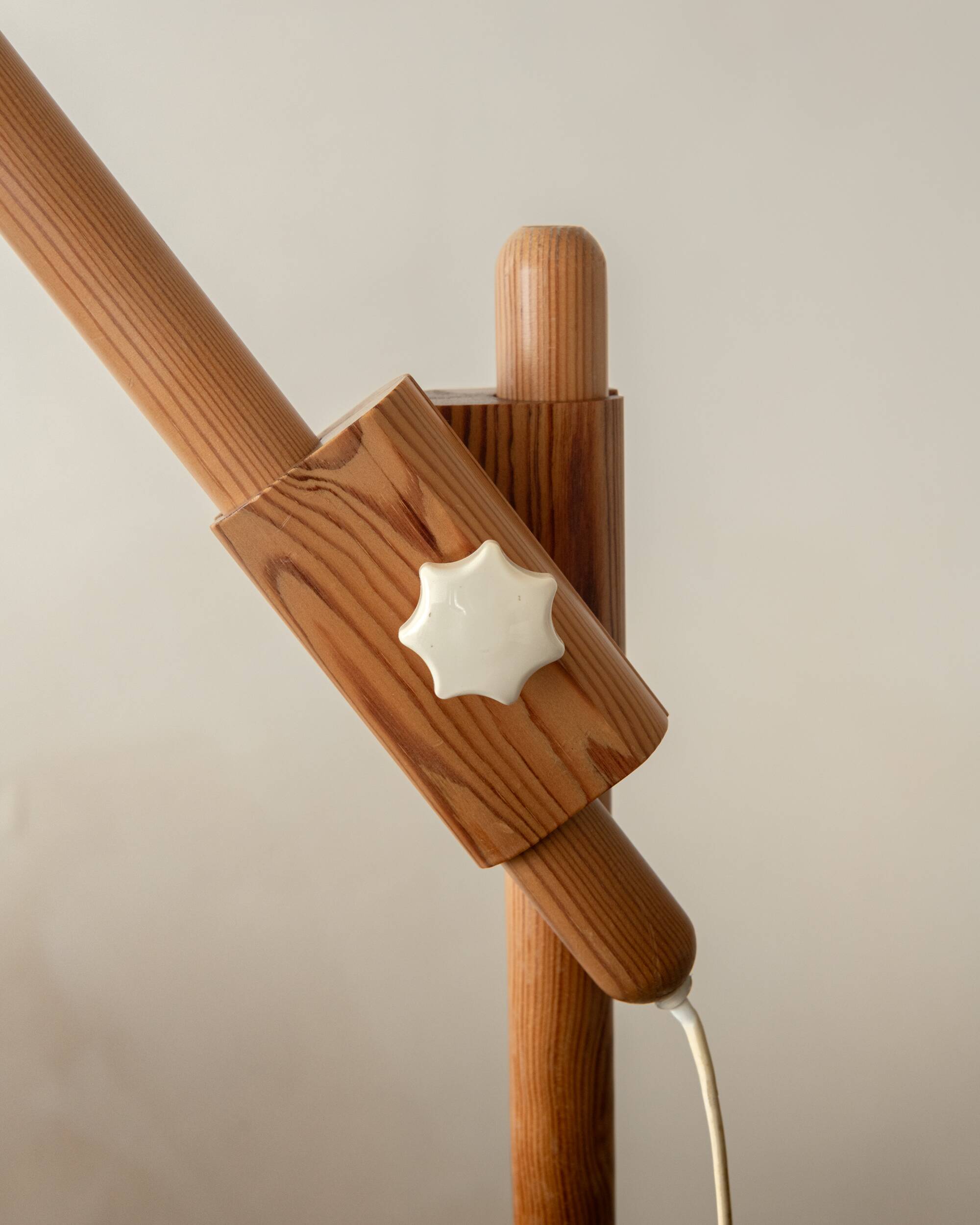 Vintage Danish Pine Adjustable Floor Lamp by +LYS Denmark, 1960s