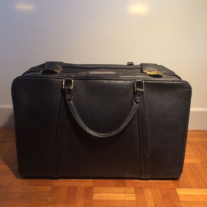 Black vintage leather suitcase | Selency