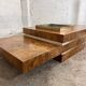 Table basse bar  en loupe d'orme et laiton par Roche Bobois, 1970s