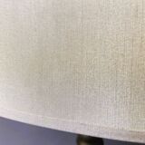 Mid century brass table lamp with silk cream oval lampshade 1960s