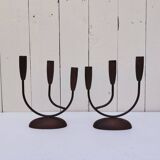 Pair of Scandinavian vintage three-light candlesticks