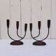 Pair of Scandinavian vintage three-light candlesticks