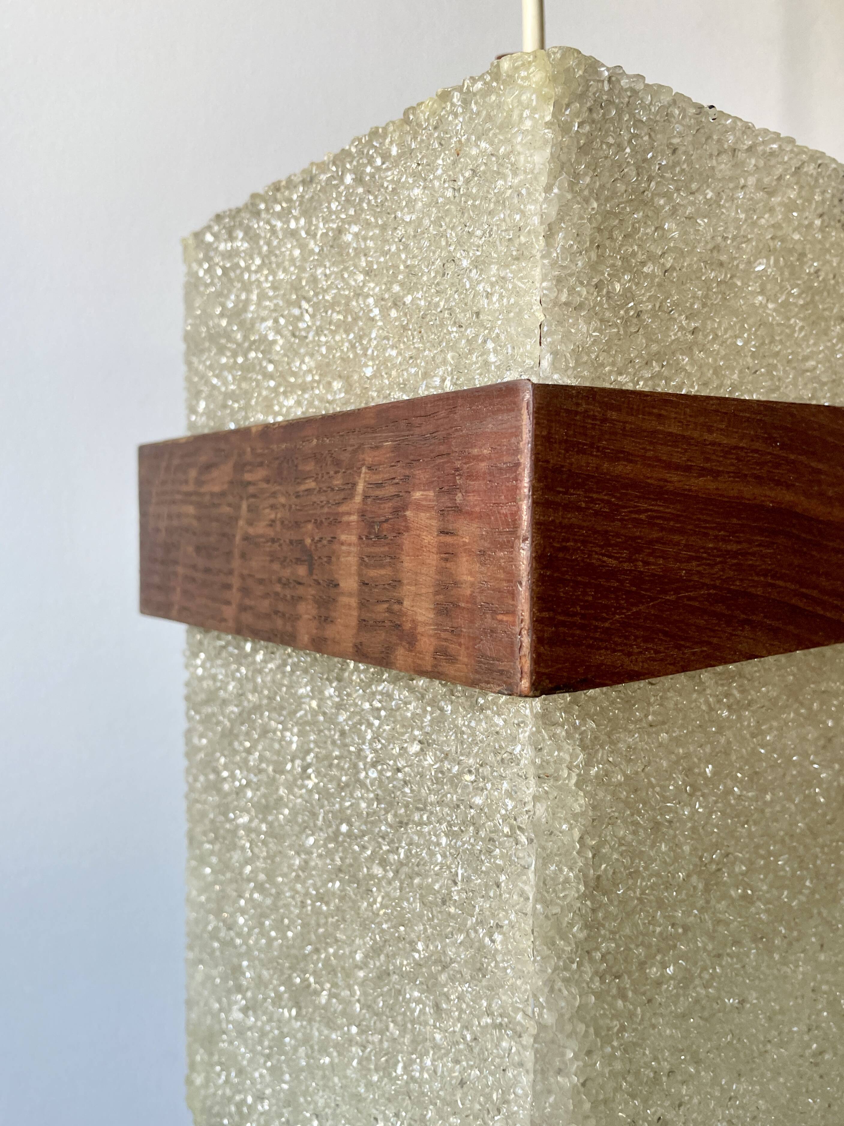 Teak and perspex pendant light from the 60s