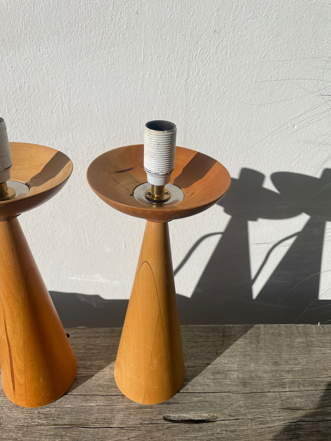 Pair of Scandinavian wooden lamps, 1980s