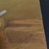 Oil on cardboard table bouquet of flowers