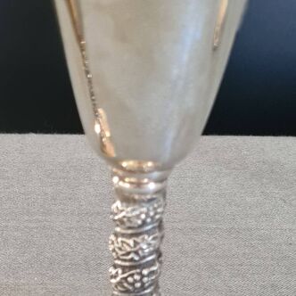 Silver metal ''Angulo'' wine goblets