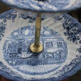 Johnson Bros. Two-Tier Serving Dish – “Coaching Scenes” – Blue English Earthenware