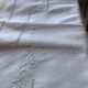 Drap lin ancien brodé main avec monogramme t d 226 cm x 324 cm