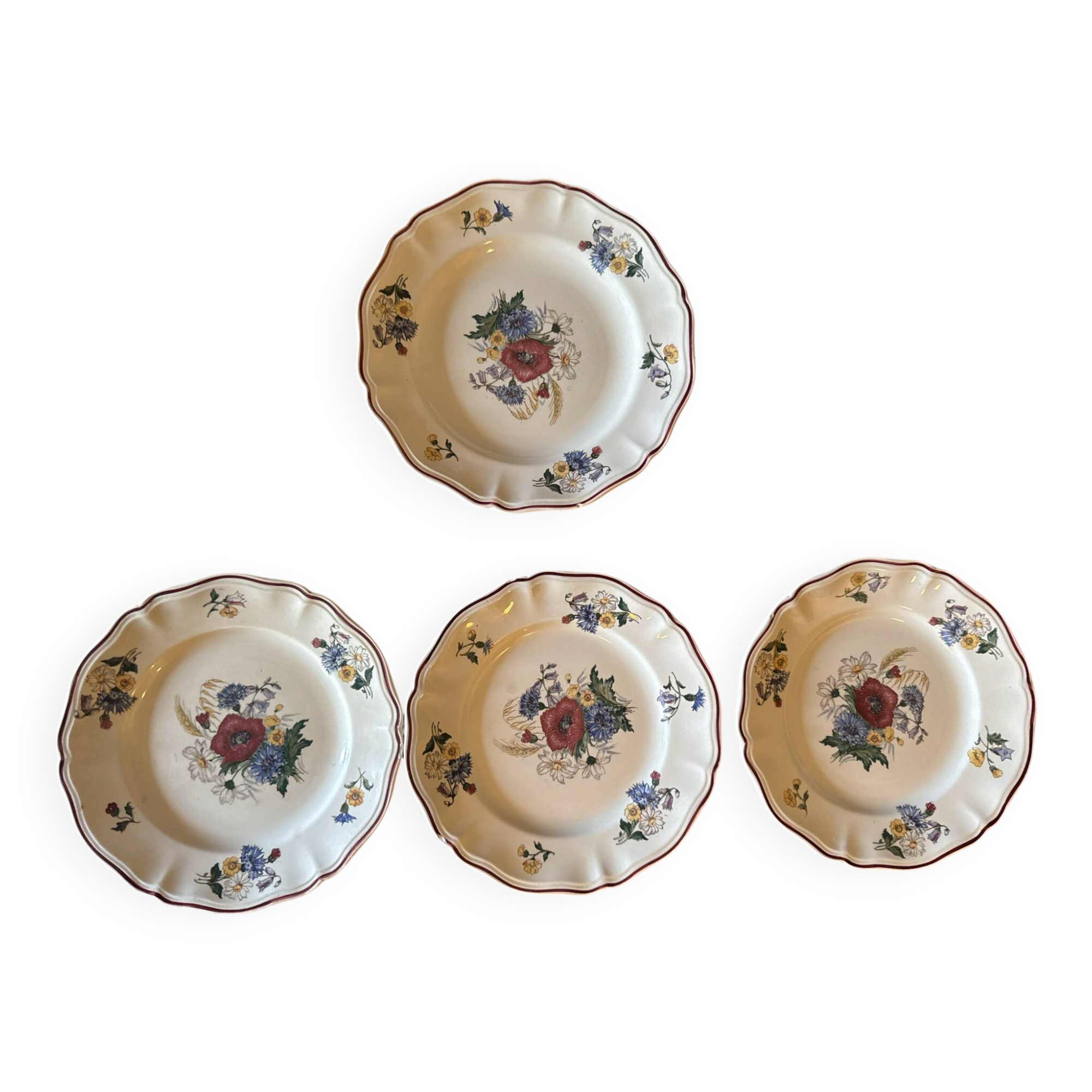 Lot de 4 assiettes fleuries