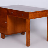 Czech Art Deco Oak Writing Desk Made in the 1930s, Restored
