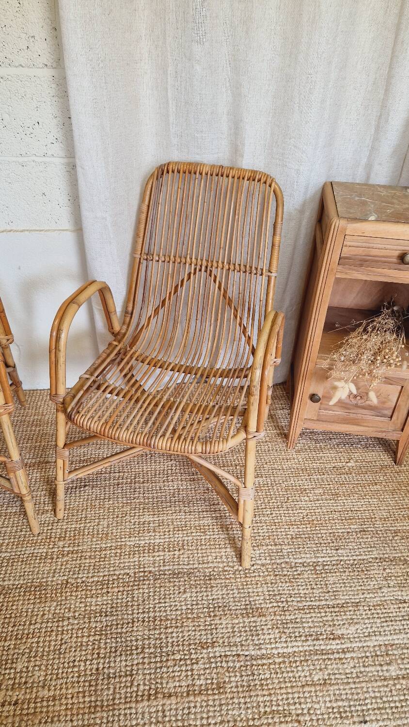 Pair of rattan armchairs