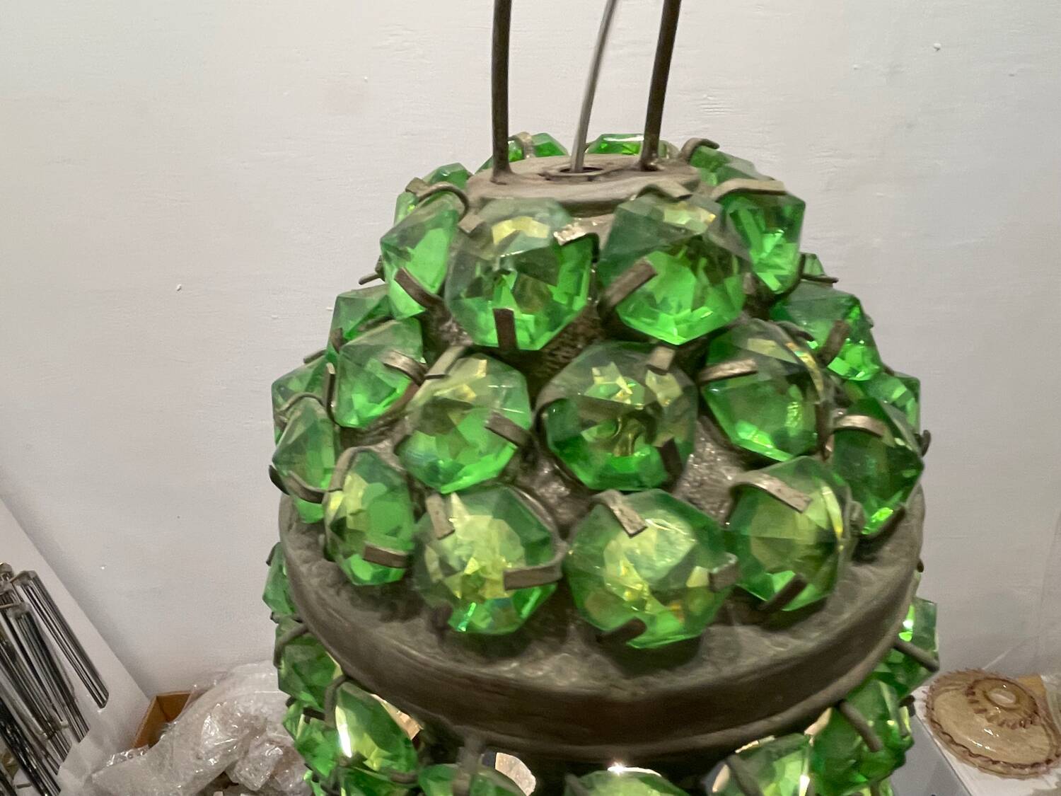 Small Green Crystal Light Pendant 1960’s