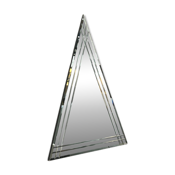 Vintage Big Triangular Wall Mounted Mirror with Beveled Decoration