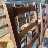 8 oak chairs with straw seats