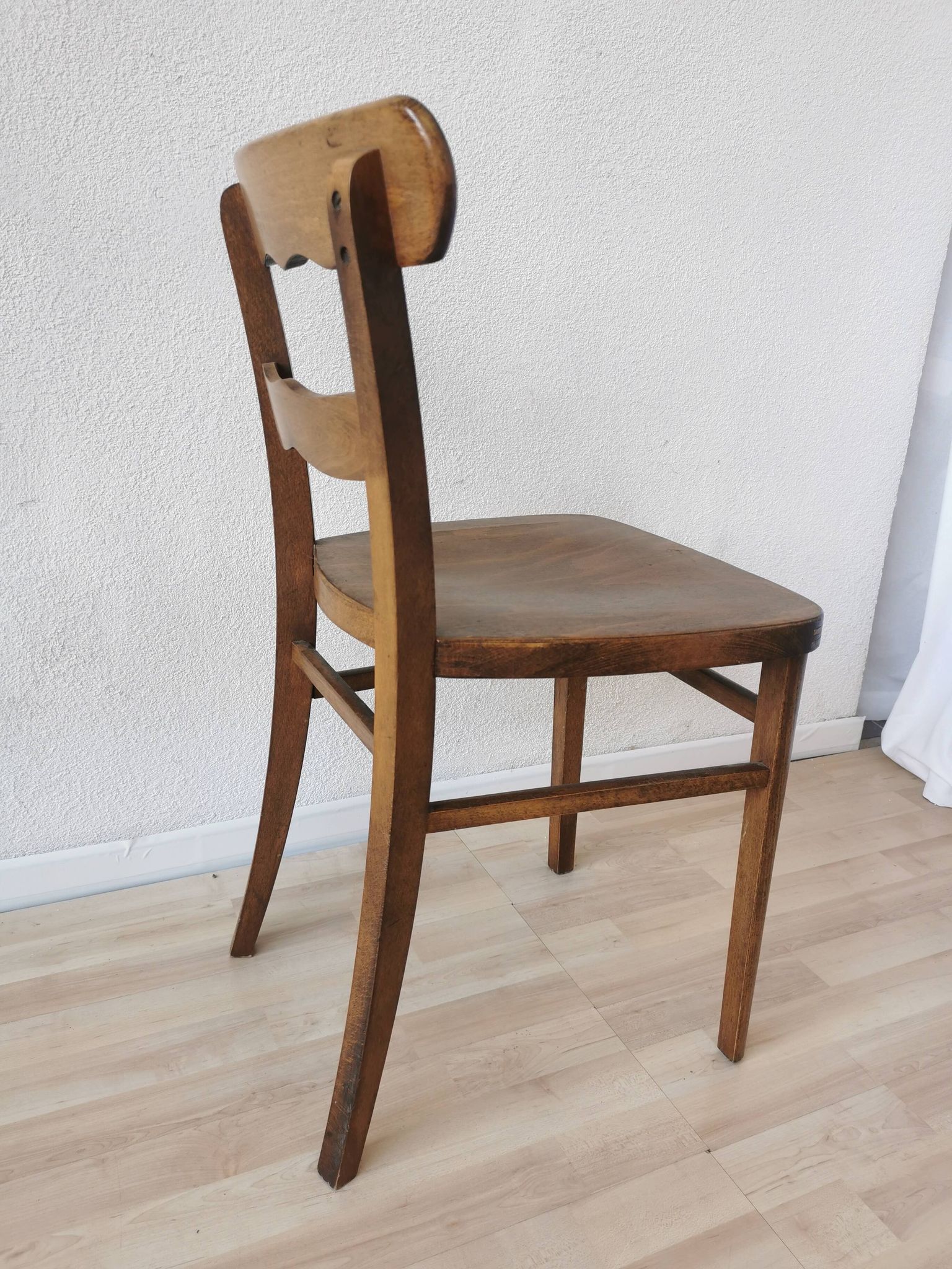 Vintage Wooden Dining Chair: Tyrolean Farmhouse Bistro, 1970s
