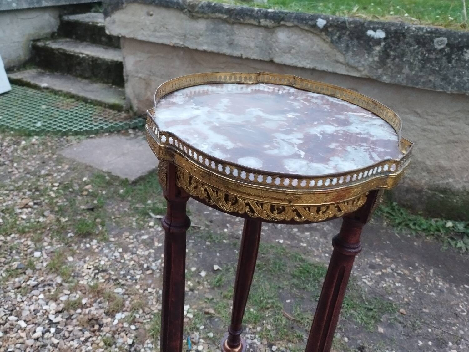 Antique Louis XVI style side table with marble top