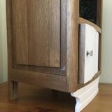 Oak and marble bedside table