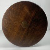 Brutalist Wood Turned Wine Press Side Table