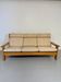 Three-seater canapé in solid oak with Scandinavian design fabric from the 1970s.