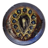 Assiette décorative, céramique émaillée, décor floral