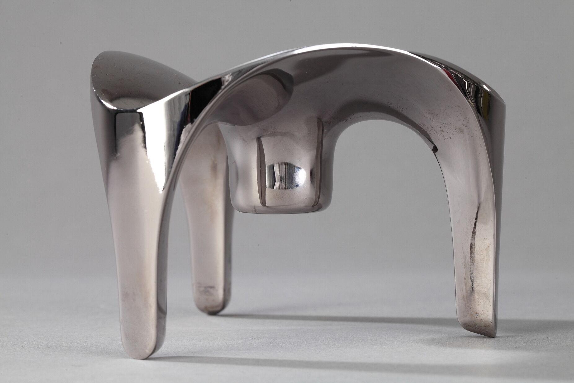 Set of 9 modular candle holders in chromed metal, nagel germany