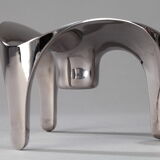Set of 9 modular candle holders in chromed metal, nagel germany