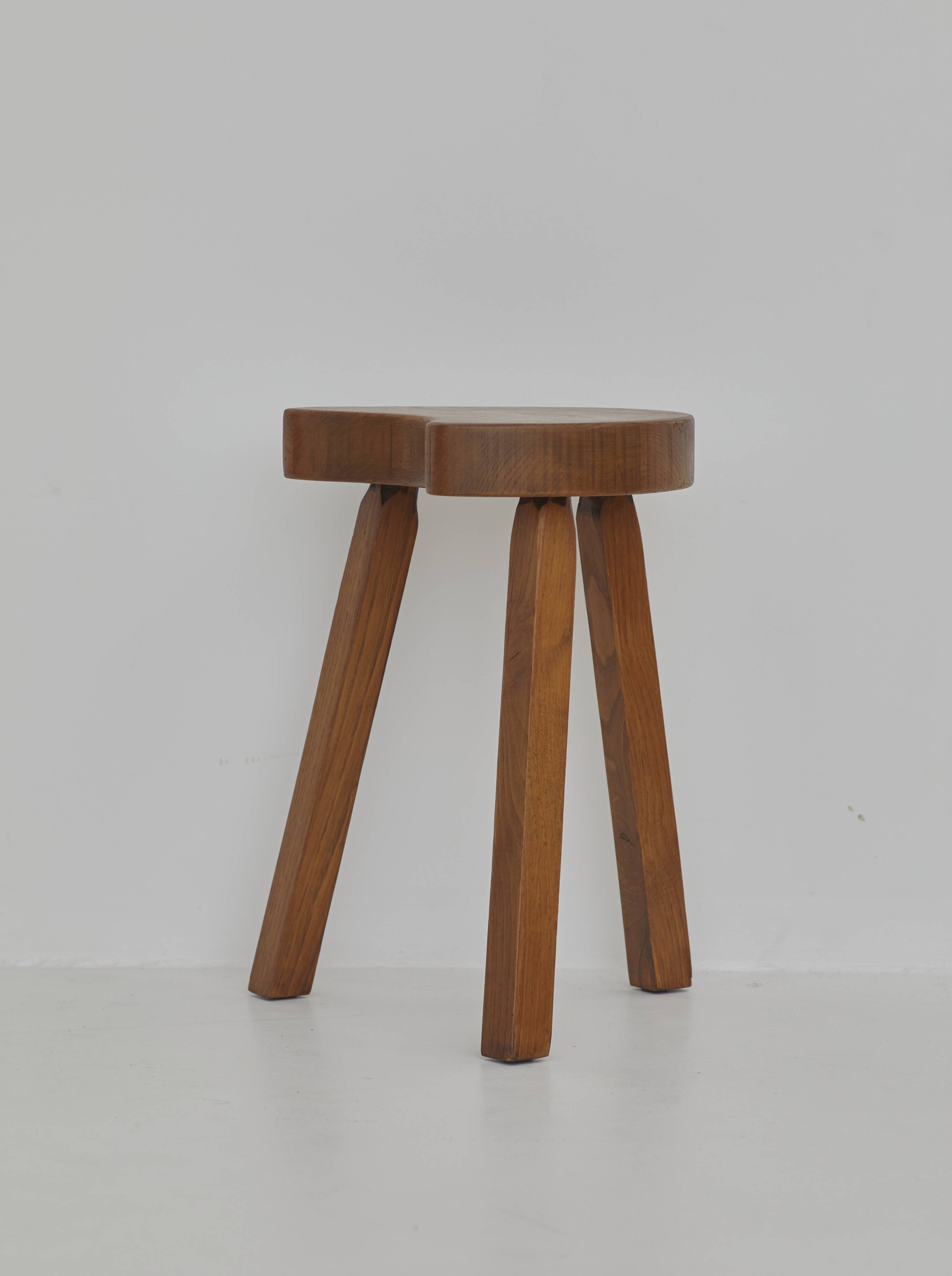 Vintage Solid Beech Brutalist Tripod Stool Circa 1960