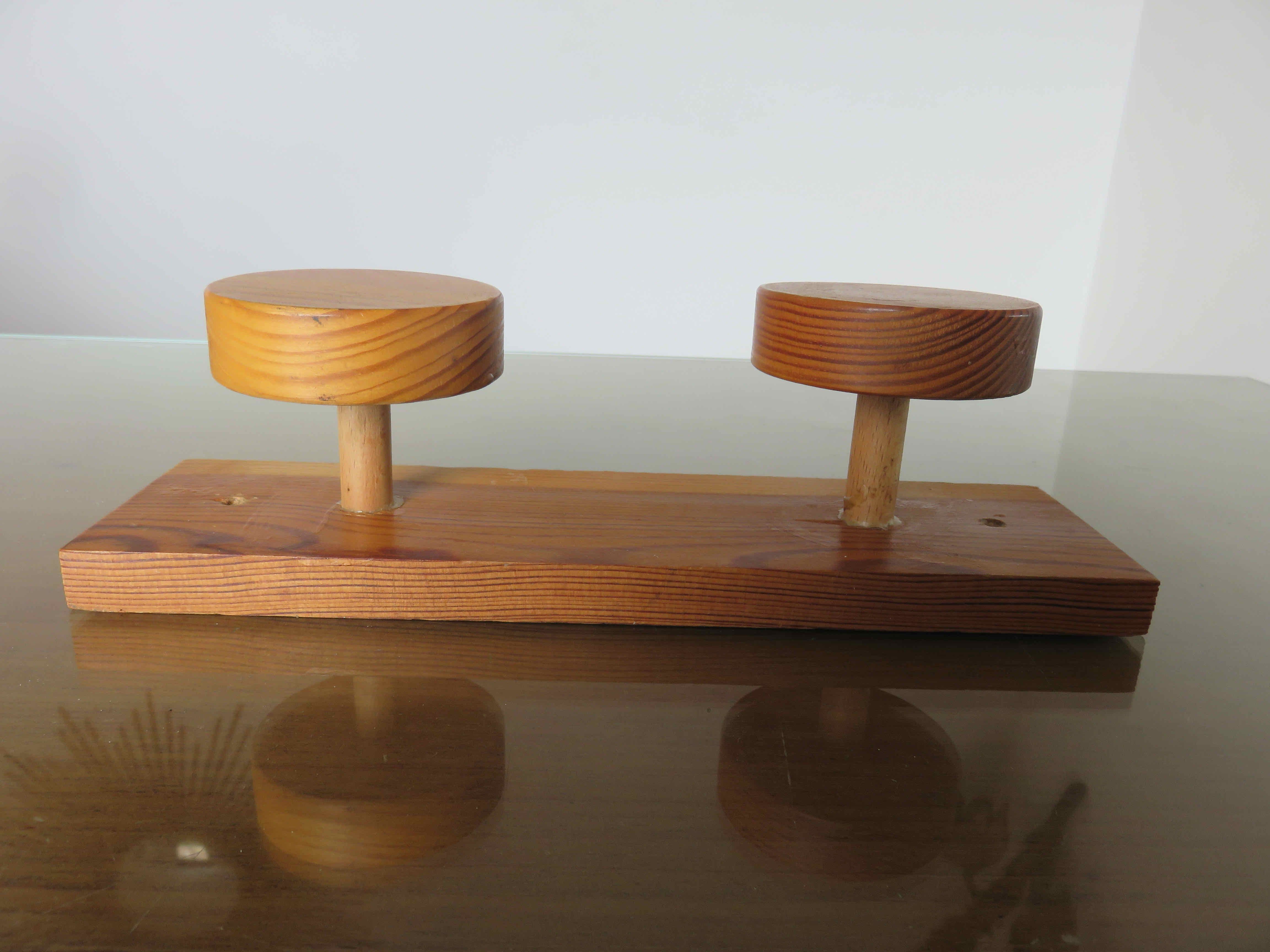Scandinavian wall coat rack, in 70s pine