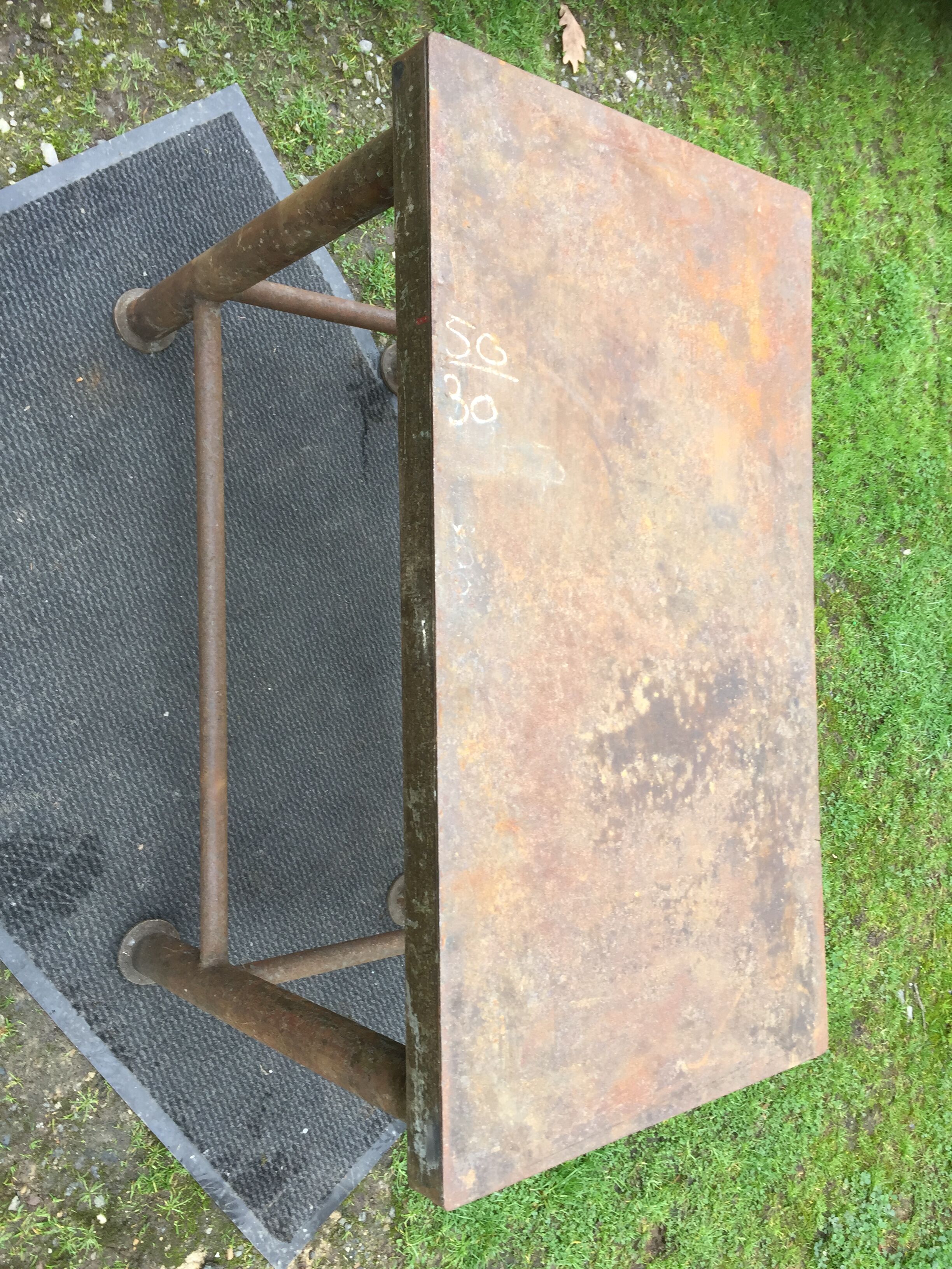Vintage metal table from an industrial workshop for a makeover