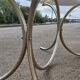 Vintage oval design table in smoked glass and chrome legs