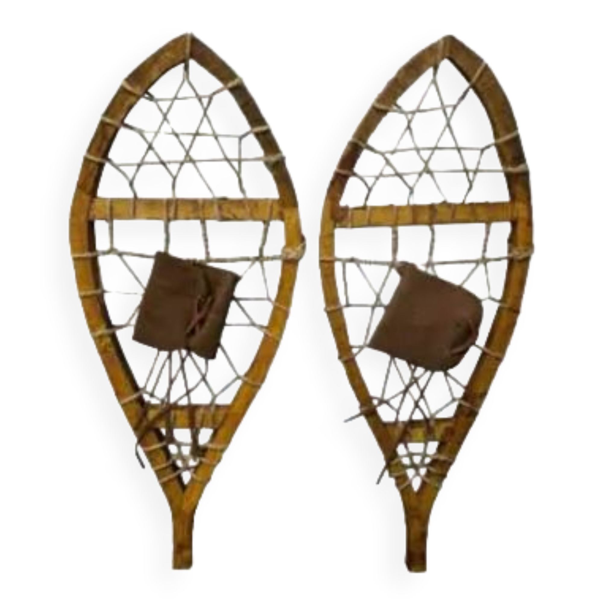 Pair of wooden snowshoes