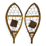 Pair of wooden snowshoes