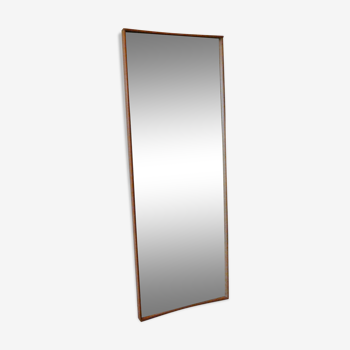 Scandinavian rectangular teak wall mirror - 45x122cm